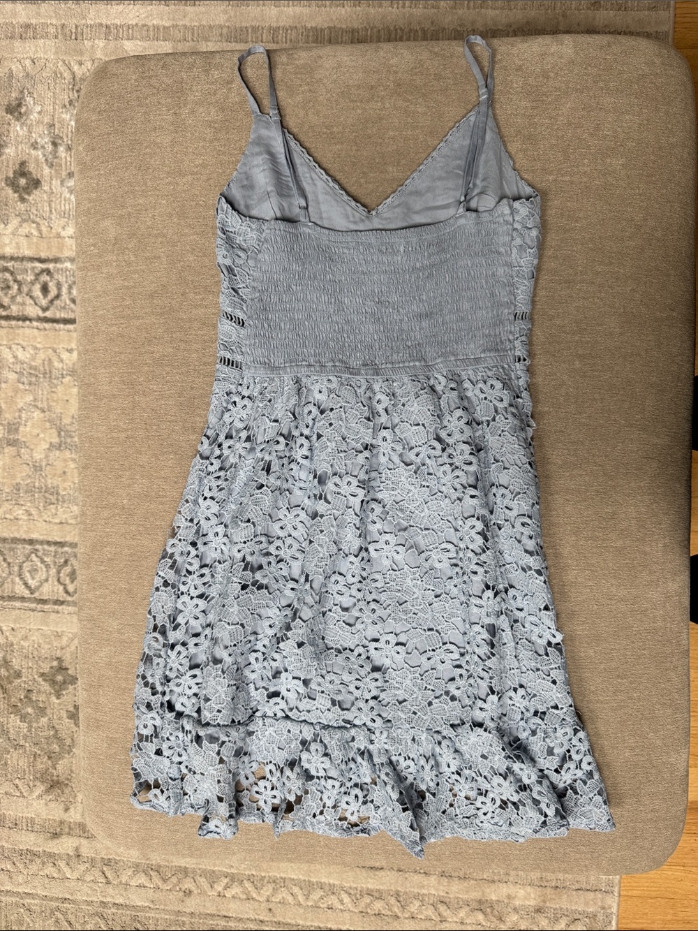 Abercrombie & Fitch Light Blue Lace Mini Dress with Ruffle Hem - Picture 3 of 8